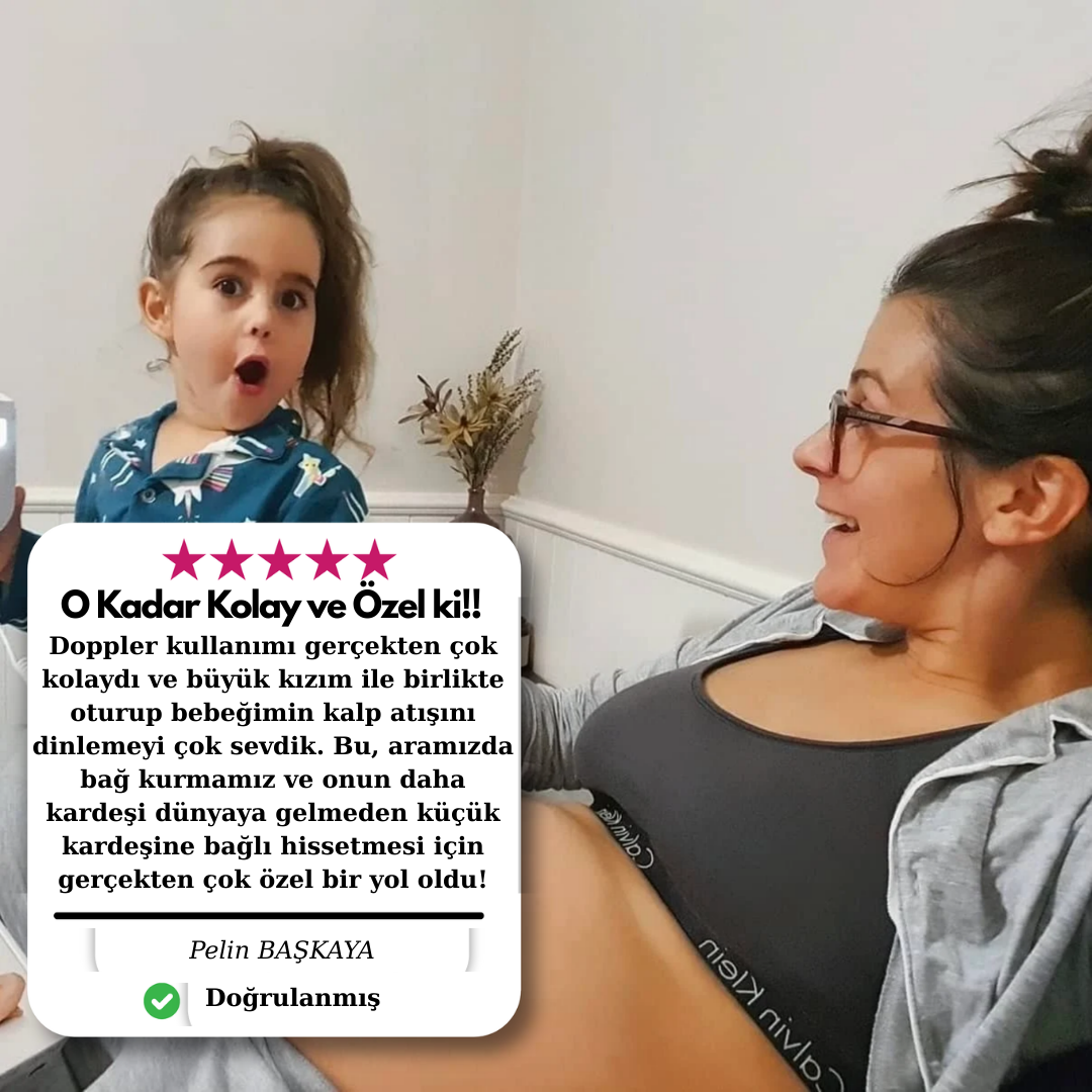 BabyDopplerᵀᴿ Fetal Doppler Cihazı – Ev Tipi Bebek Kalp Atışı Monitörü, Taşınabilir & Sıfır Radyasyon