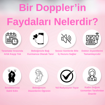 BabyDopplerᵀᴿ Fetal Doppler Cihazı – Ev Tipi Bebek Kalp Atışı Monitörü, Taşınabilir & Sıfır Radyasyon